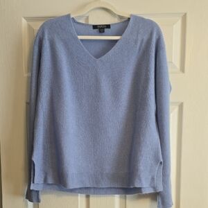 Saks Fifth Avenue Light Cashmere Blue V-Neck Sweater